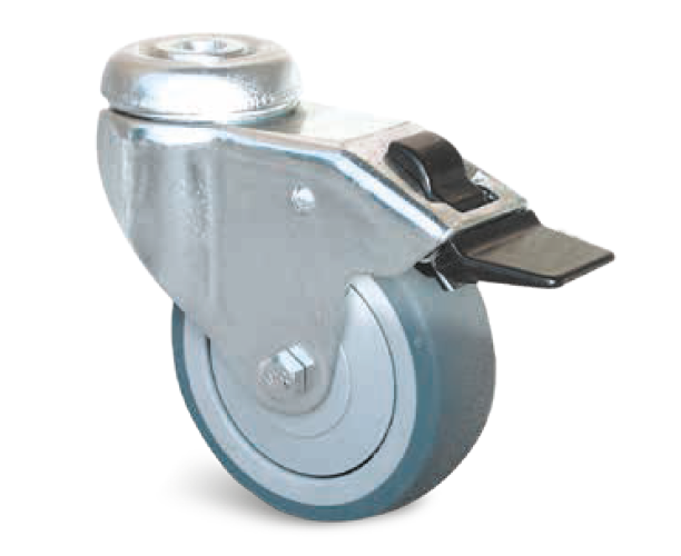 STRUCTUR'AL Boutique en ligne et expertise : du profilé aluminium au projet fini, nous vous accompagnons pour créer vos structures en toute simplicité Roulette Ø125 à platine pivotante à frein bandage caoutchouc