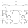 Profilé 90x45 léger 2 faces fermées 90° R10B – Image 2