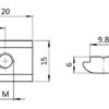 Ecrou Basculant R10, M3, acier zingué – Image 2