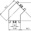 Kit jonction 45° 30x30, R8/10, alu peint. gris+ cache PA noir – Image 2