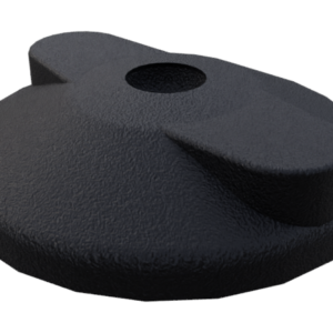 Embase Pied Rotule, d15, D80, PA, noir, orifice spitage operculé, patin antiglis