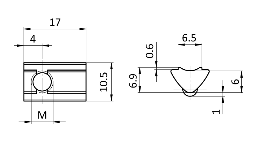 STRUCTUR'AL Ecrou Basculant R6I, M6, 10.5x6.3, Lg17, avec bille sur ressort, acier inoxydabl – Image 2